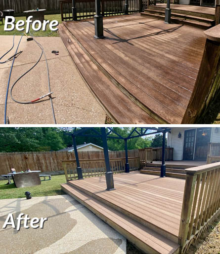 before and after decking cleaning service