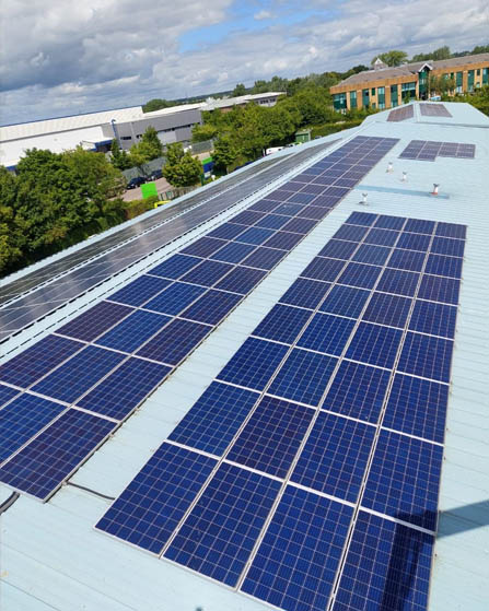 large facility roof clean with solar panels