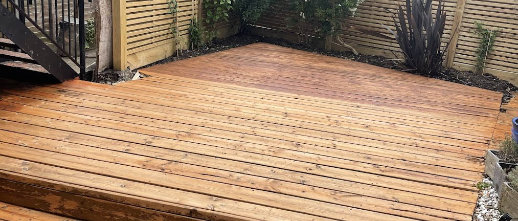 power washed wooden deck